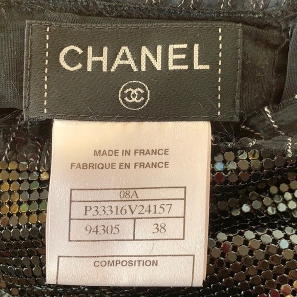 Circa Chanel 2008 Runway Sequin Black Silk top Sz 38 - Picture 6 of 13
